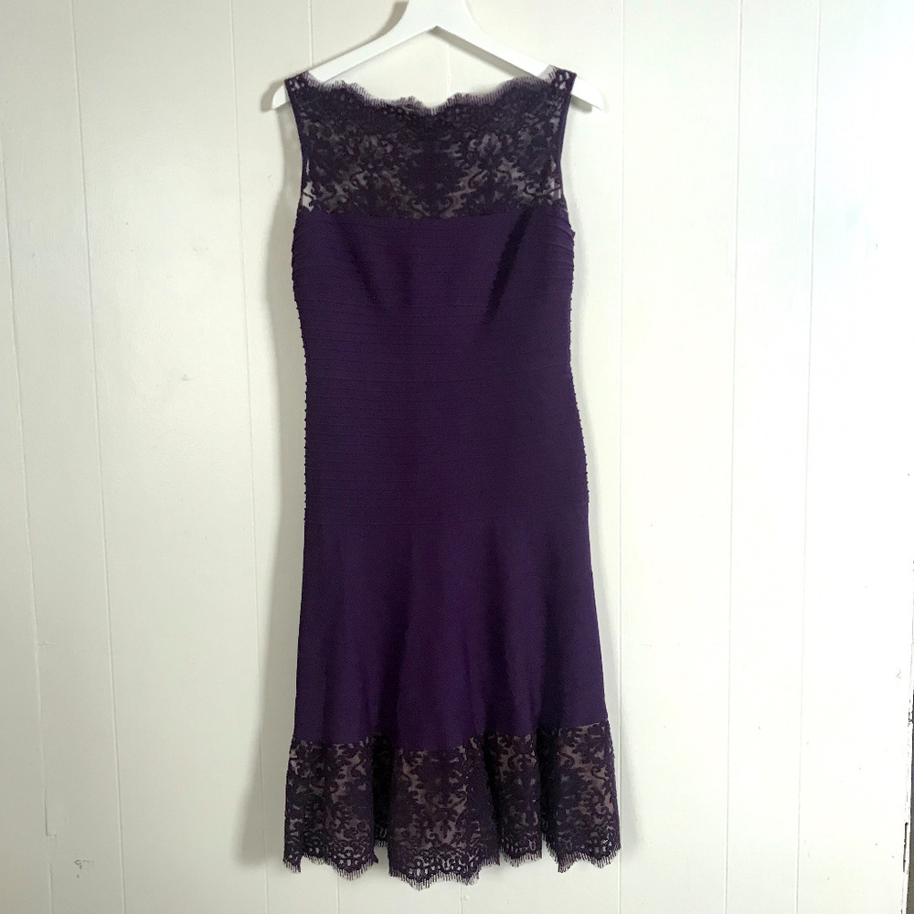Tadashi Shoji Lace Detail Purple Dress